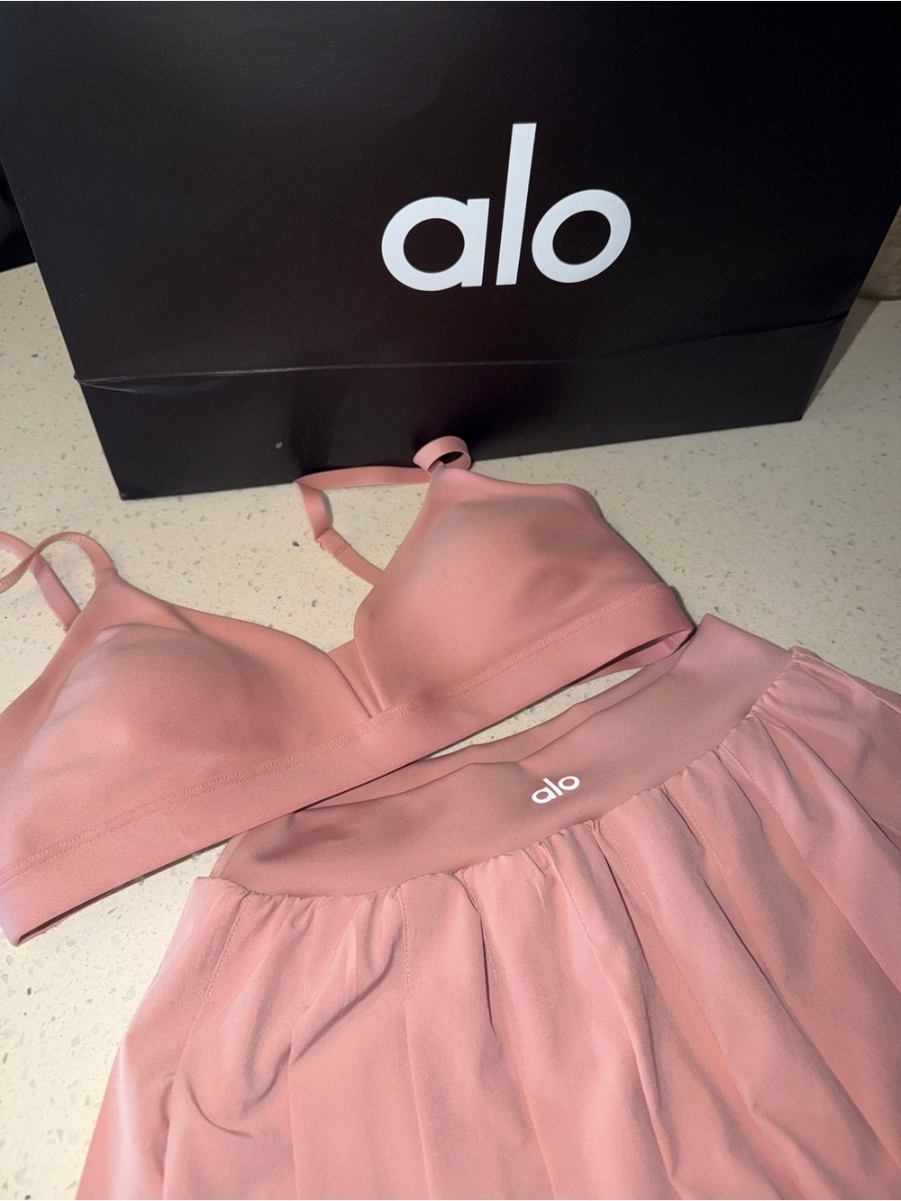 ALO Yoga Girls' Dusty Pink Active Dress with Built-In Shelf Bra - Picture 2 of 6